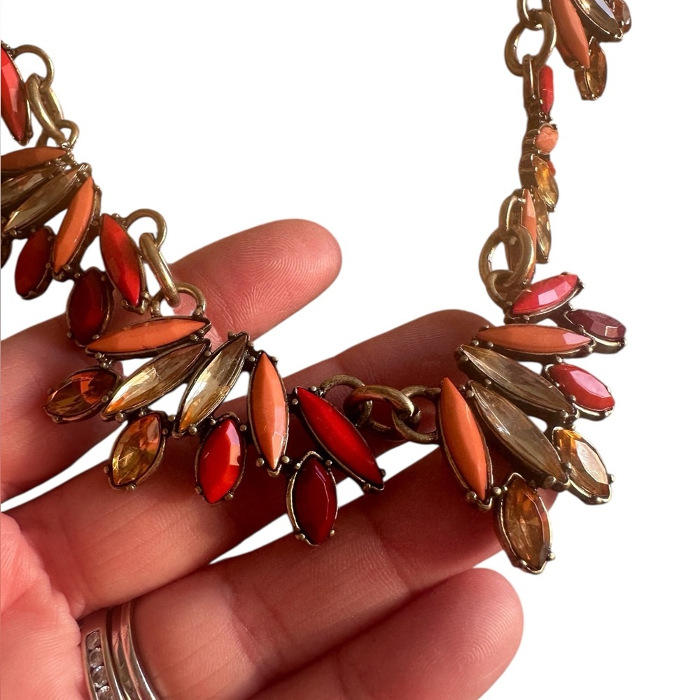 LOFT Autumn Colored Rhinestone Chunky Necklace - Picture 3 of 8